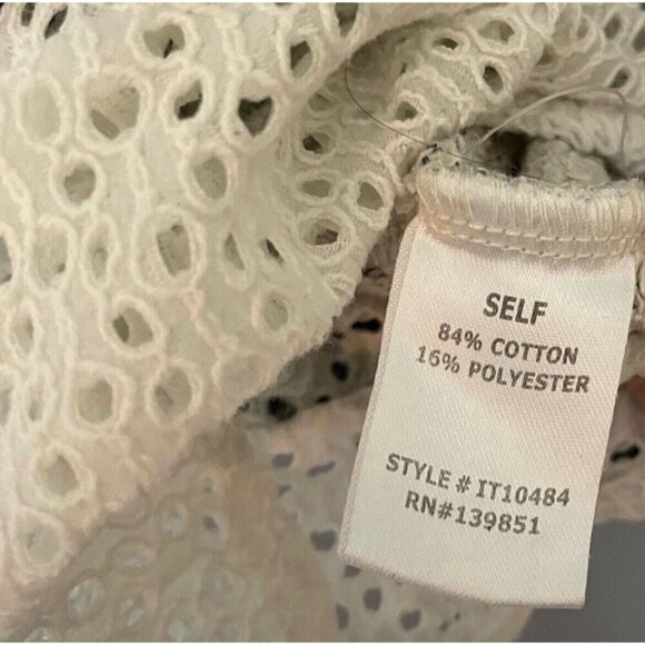 Oddy Short Sleeve Blouse M White Crochet Boho Cottagecore Feminine Top - Picture 5 of 5